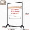 COAKUE Mobile Heavy-Duty Steel Scarf Holder, Rolling Fabric Swatch Rack, 123 × 45 × 205 cm, 2 Rods view 2