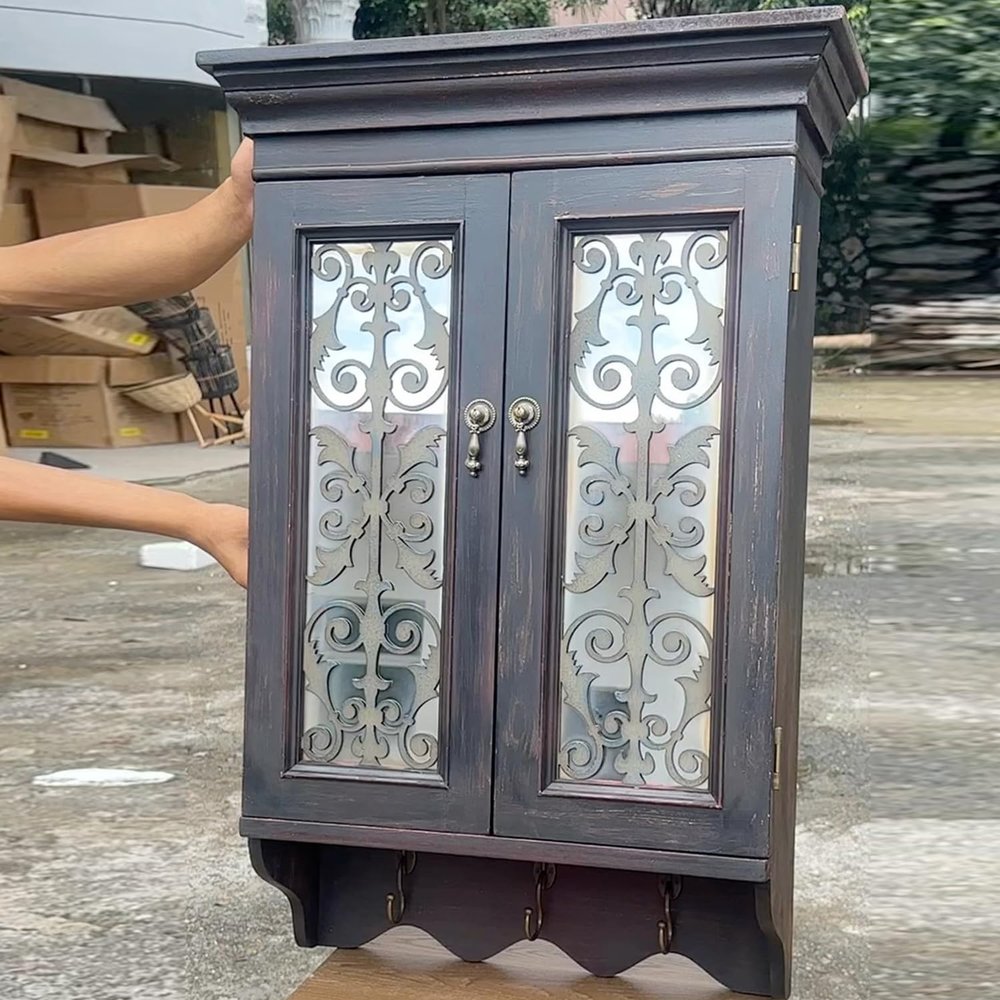 YYBHKHBY American Retro Solid Wood Wall Cabinet, 81 x 54.5 x 20 cm