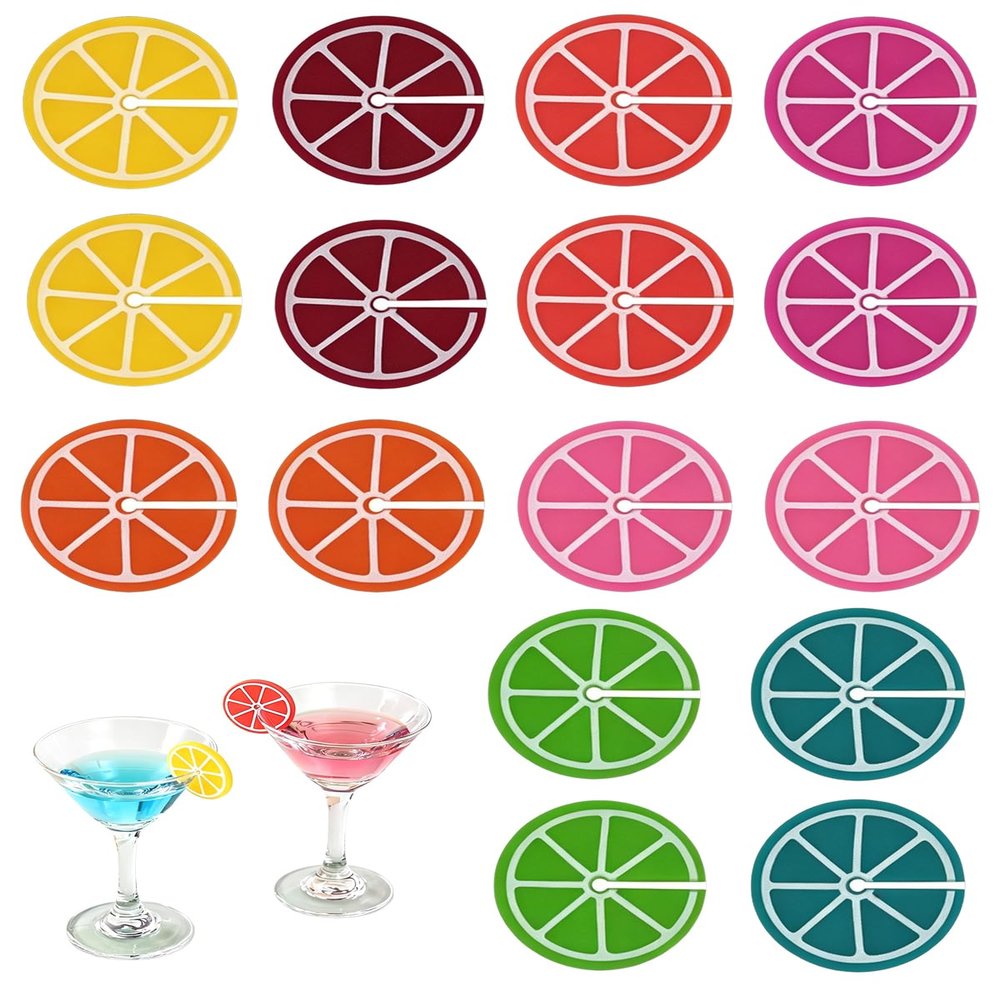 QEQSHQO Silicone Glass Markers - 16 Lemon Slices