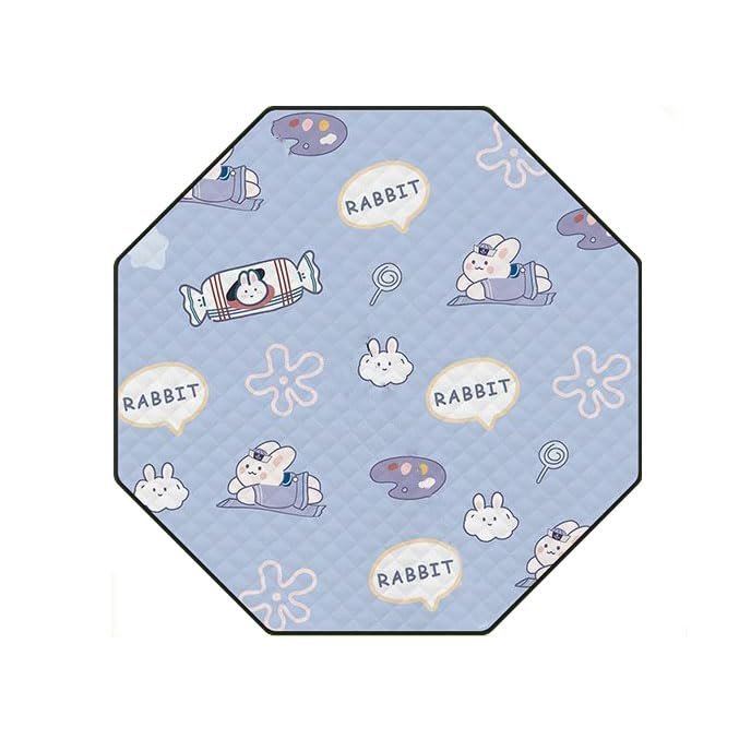 TBATM Lightweight Foldable Octagonal Waterproof Picnic Blanket with Handle, Rabbits
