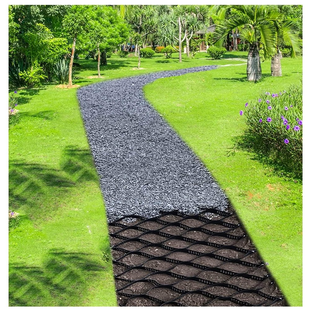 Generic Ground Grid, 2-Inch Pathway Stabilizer for Gravel, Cement, and Sand, Cuttable Geogrid Paving for Gardens, Shed Foundations, Driveways, and Patios, 3,000 kg Load Capacity (Color: W)