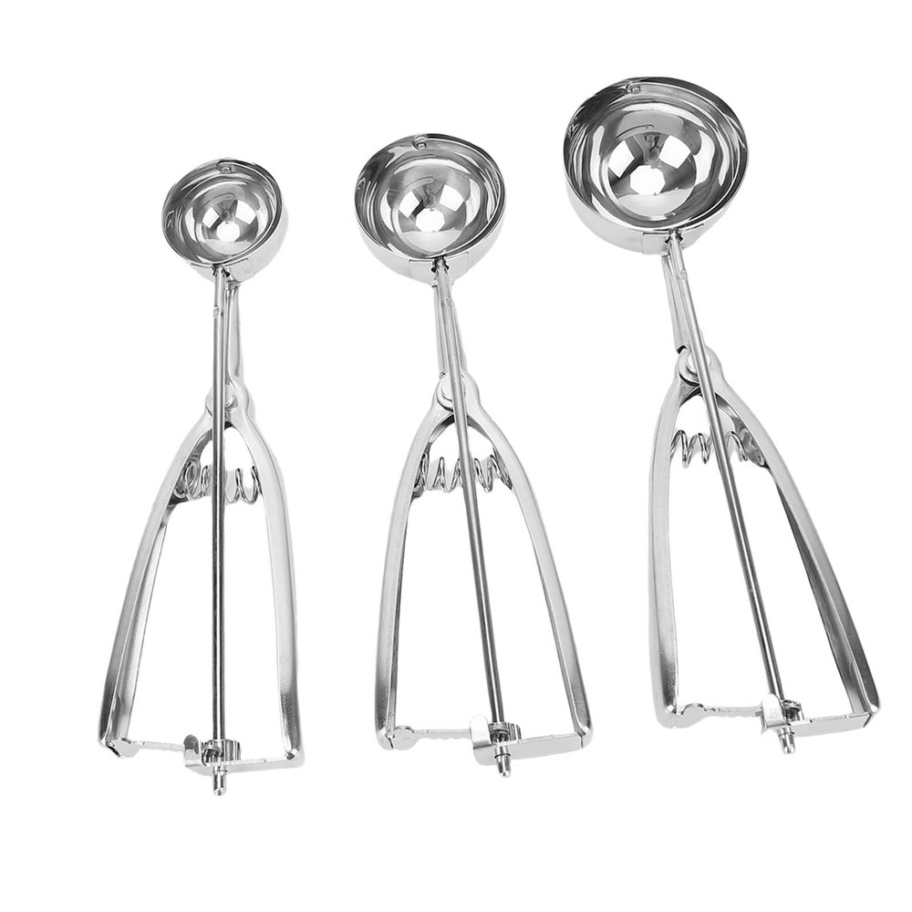 3-Piece 304 Stainless Steel Cookie Scoop Set, Ice Cream Scoops with Non-Slip Handles for Home and Dessert Shops