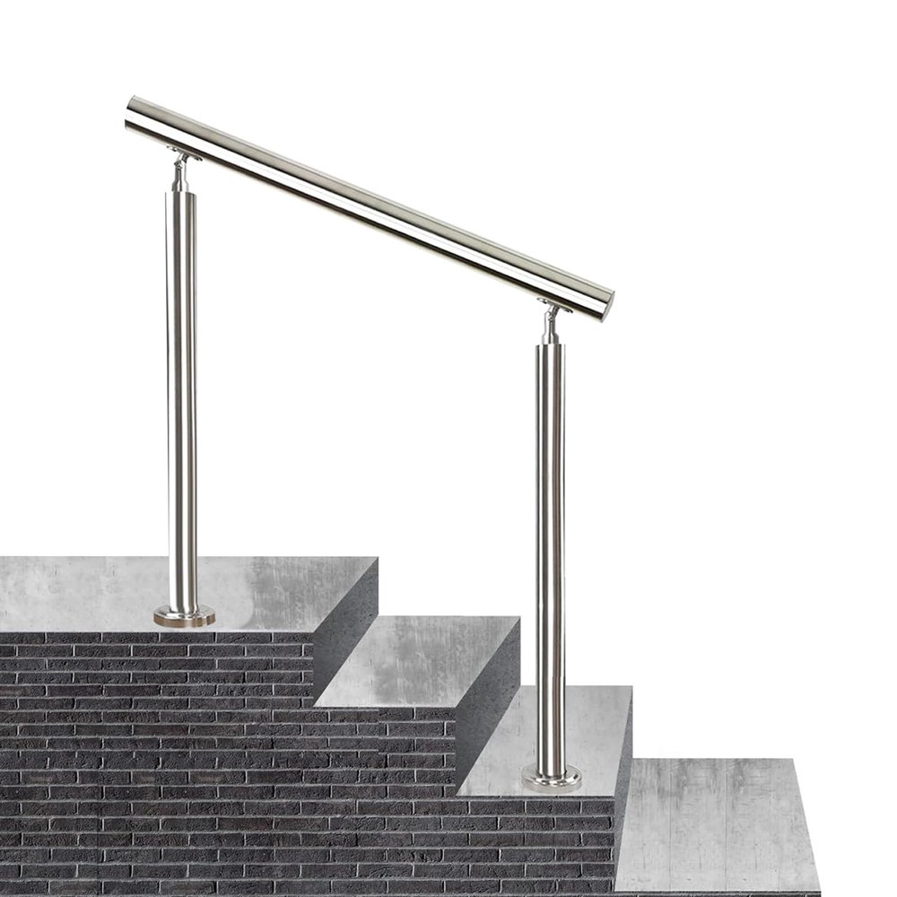 Outdoor Stair Handrail, Stainless Steel Railing for 1–3 Steps, 85 cm High, 110 cm/43 in