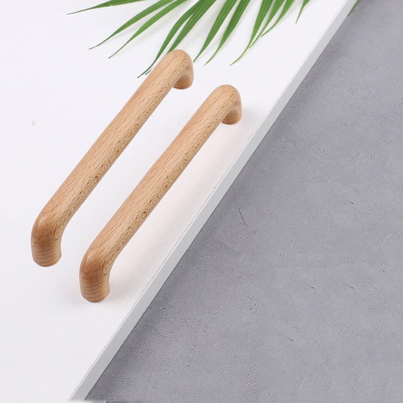 LKDCNUP Wooden Cabinet Handles, 2-Pack, Arch-Shaped, 64 mm Hole Centers