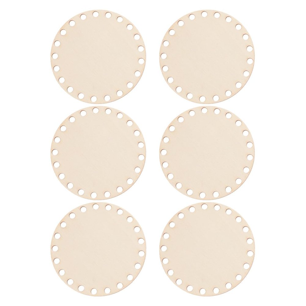 ABOOFAN 6-Piece Round Wooden Basket Bases