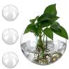 ROMISBABA 4-Piece Wall-Mounted Glass Vases, Round Terrarium Planters with Glossy Surface, Space-Saving Design for Living Room and Home view 1