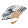 Elegant Japanese Style Hand Fan with Carved Flower Handle view 1