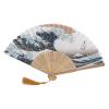 Elegant Japanese Style Hand Fan with Carved Flower Handle view 3