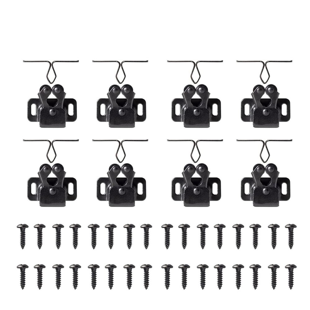 Double Roller Cabinet Latch for Cabinets and Doors with Locking Screws, Multicolor, 2/8 pcs