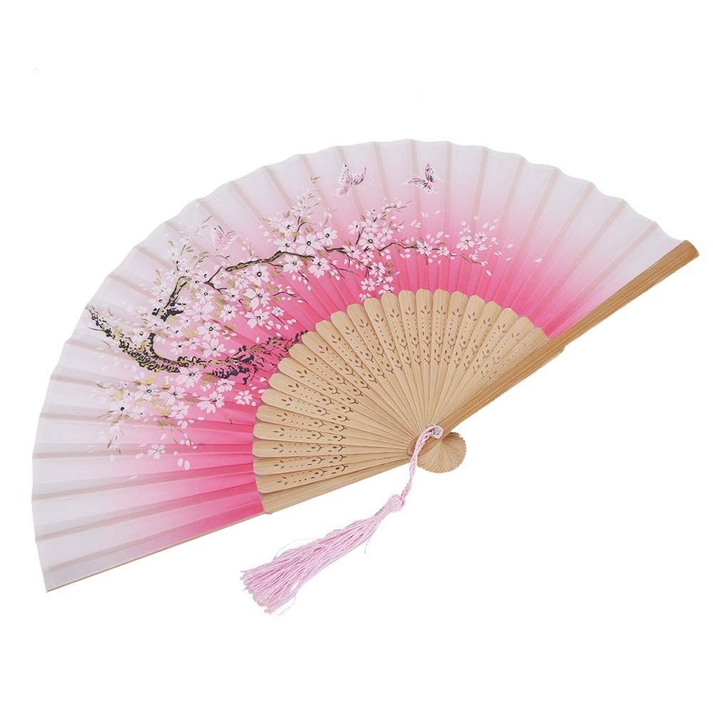 Jelquix Foldable Hand Fan - Elegant Design for Weddings and Parties (PINK)