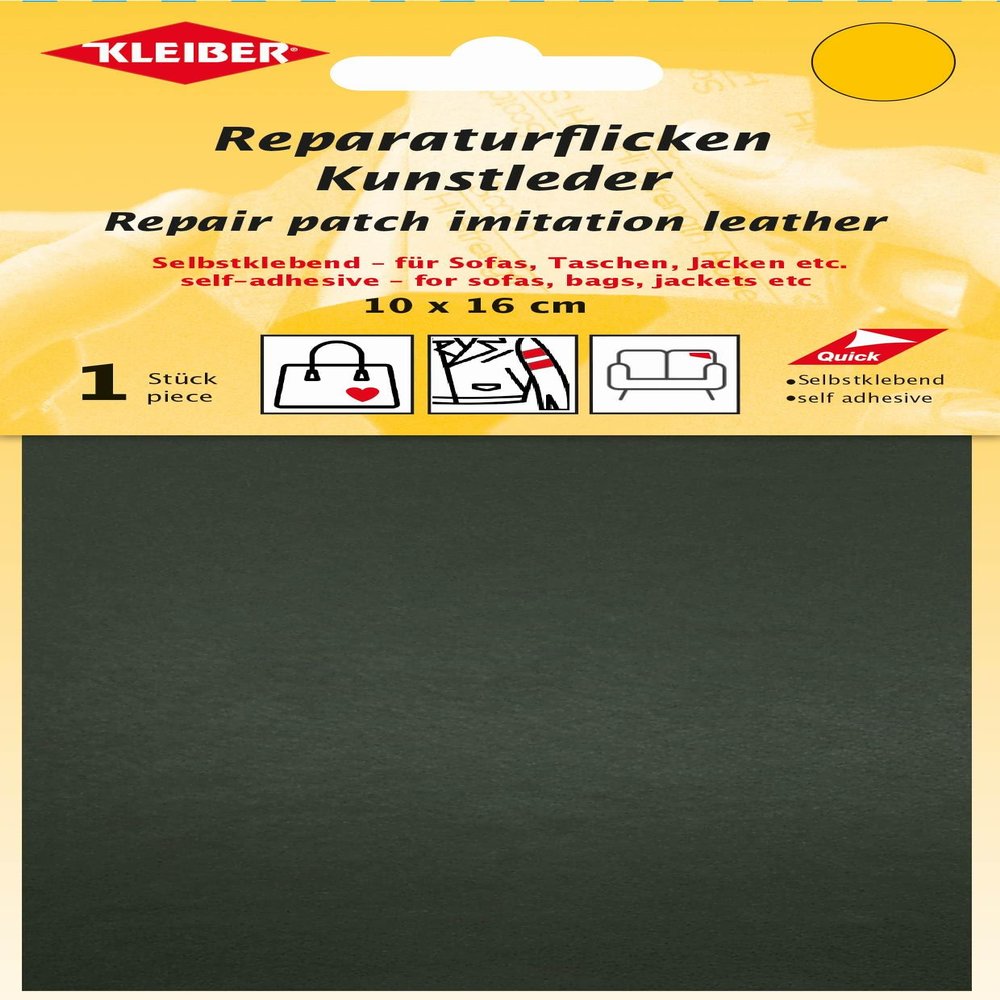 Kleiber Self-Adhesive Faux Leather Repair Patch, 10 cm x 16 cm