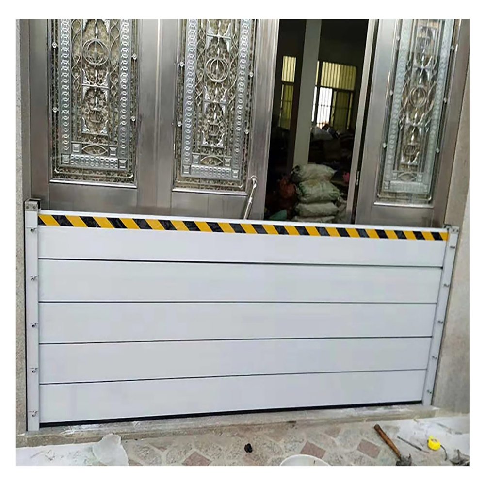 Flood Protection Barriers for Outdoor Areas, Removable and Reusable Temporary Dams, Aluminum Guide Panels for Yards, Warehouses and Garage Entrances, 1 m High