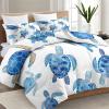 Watercolor Sea Turtle 4-Season Duvet Set, 220 x 240 cm, White/Blue, Reversible and Washable view 3