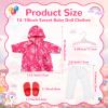 Doll Clothing Set 35–43 cm, 4-Piece Rain Outfit for 14–18-Inch Dolls, Rose Red view 2
