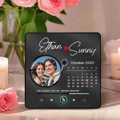 Personalized Photo Magnet with Spotify Music, Names & Date