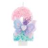 Glittering 3.5inch Birthday Candle Number 2, Pink Purple with Butterfly view 1