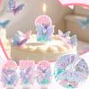 Glittery 3.5inch Birthday Candle Number 6, Pink Purple with Butterfly view 3