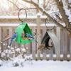 Hanging Outdoor Bird Feeder with Rain Roof and Drainage Holes view 2
