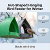 Hanging Outdoor Bird Feeder with Rain Roof and Drainage Holes view 4