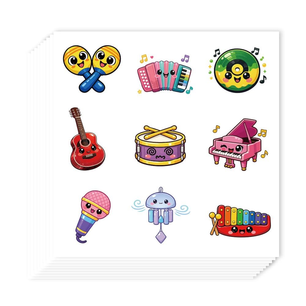 AHANDMAKER 20 Sheets Cute Music Instruments Stickers