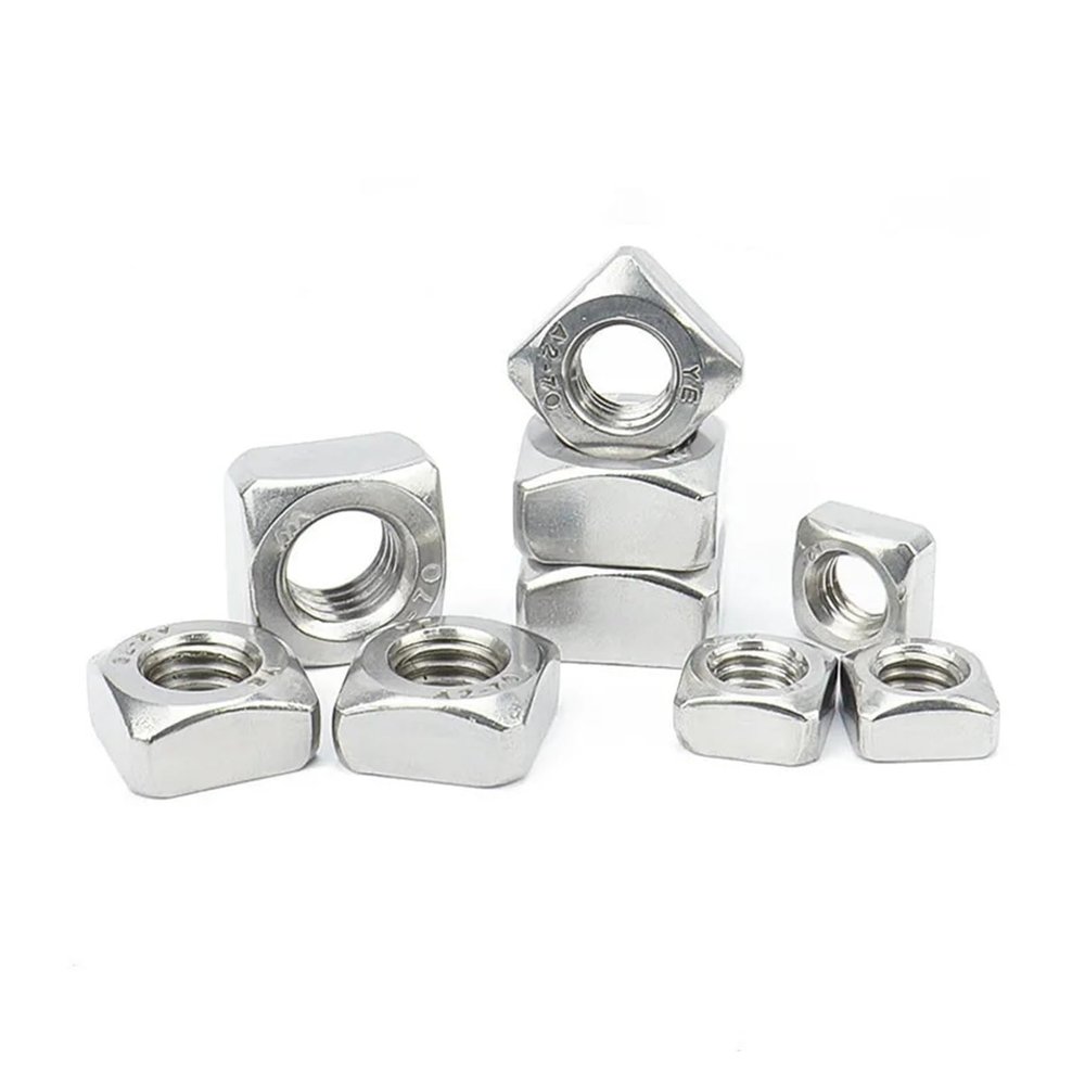 Stainless Steel 304 Square Nuts for Metalworking, Assorted Sizes, 156 Pieces (M10: 5 Pieces)