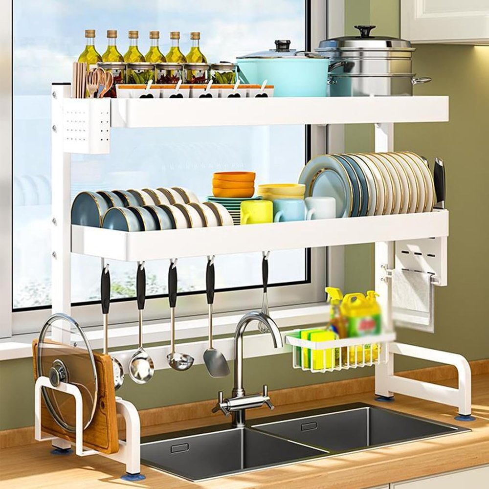 2-Tier Over-the-Sink Dish Drying Rack, 65 x 29 x 83 cm