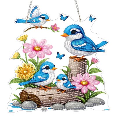 MOTGOM 5D Diamond Painting Pendant Flowers and Bird