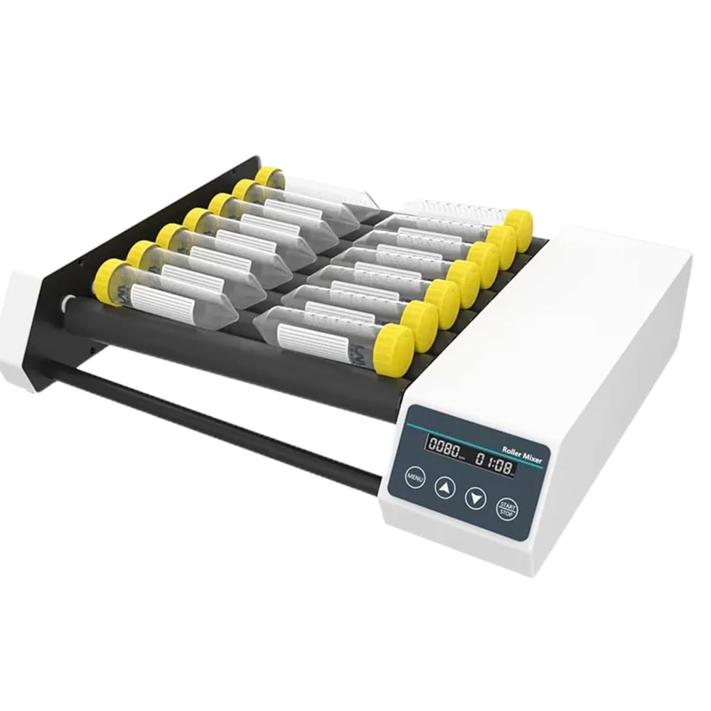 Digital Tube Roller Mixer, 20–80 rpm, Timer, Holds 10 or 14 50 mL Centrifuge Tubes