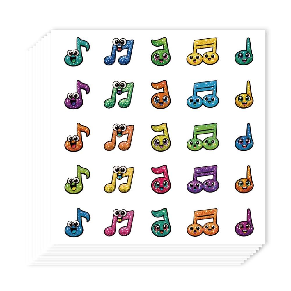 AHANDMAKER 20 Sheets Self-Adhesive Glitter Musical Note Stickers