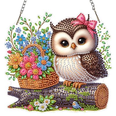 MOTGOM 5D Diamond Painting Pendant Flowers and Owls