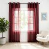 HOKXUAN Sheer Voile Curtains 115 x 220 cm, Modern, Durable, Light-Filtering, Easy-Care, 2-Piece Set, Red view 1