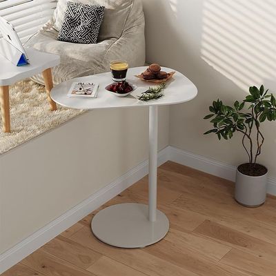 DUBTEDHOU C-Shaped Side Table, Black and White Iron