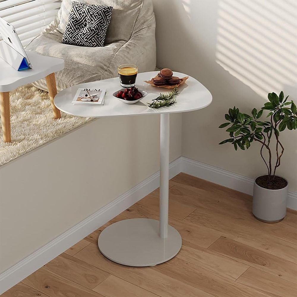 DUBTEDHOU C-Shaped Side Table, Black and White Iron