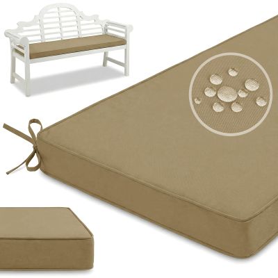 PTKG Outdoor Bench Seat Cushion with Zipper, Water-Resistant, 50D Foam, Khaki, 150 x 50 x 5 cm