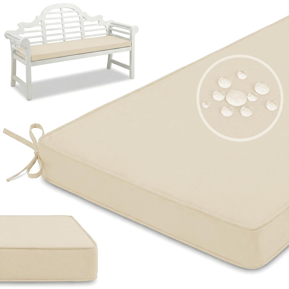 PTKG Beige Outdoor Bench Cushion with Zipper, 200 x 35 x 5 cm