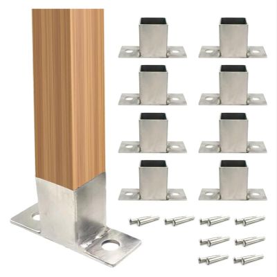 FBHFSUIEF 8-Piece Stainless Steel Deck Post Base Kit, Outdoor Post Brackets, 2.4 in Diameter, 3.66 in H
