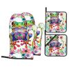 Printed Thick Insulated Oven Mitts, Frog Design, 4-Piece Set view 1