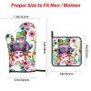 Printed Thick Insulated Oven Mitts, Frog Design, 4-Piece Set view 2
