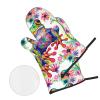 Printed Thick Insulated Oven Mitts, Frog Design, 4-Piece Set view 4