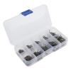 TIKATARER 500 Carbon Steel Fishing Hooks with Barbed Design, 10 Sizes, Plastic Box, Black view 1