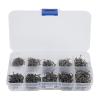 TIKATARER 500 Carbon Steel Fishing Hooks with Barbed Design, 10 Sizes, Plastic Box, Black view 4