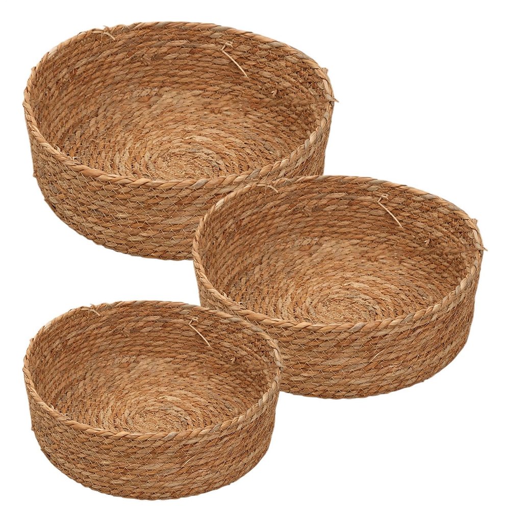 Rattan Storage Baskets, Set of 3 Lightweight Organizer Boxes