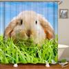PUOJIEAT Rabbit Shower Curtain 100 x 200 cm, 3D Waterproof, Washable, with 8 Rings view 1