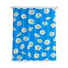 Generic Cartoon Minimalist S-Flower Shower Curtain, Blue and White, Washable, with Hooks, 180 H x 150 W cm view 1