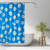 Generic Cartoon Minimalist S-Flower Shower Curtain, Blue and White, Washable, with Hooks, 180 H x 150 W cm view 2
