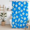 Generic Cartoon Minimalist S-Flower Shower Curtain, Blue and White, Washable, with Hooks, 180 H x 150 W cm view 3