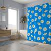 Generic Cartoon Minimalist S-Flower Shower Curtain, Blue and White, Washable, with Hooks, 180 H x 150 W cm view 4