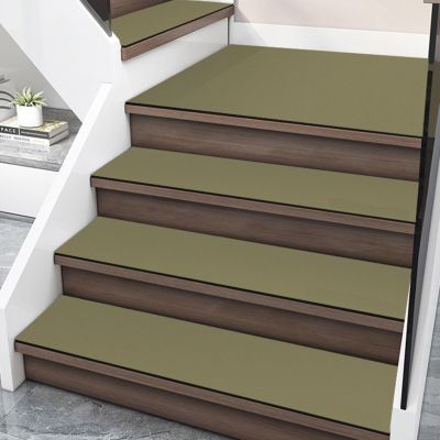 Non-Slip Stair Treads with Rubber Backing, Dark Green, 7-Piece Set
