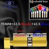 Door Cylinder with Thumbturn, Euro-Profile Cylinder Lock, Stainless Steel, Brass Groove (60105) mm, Door Cylinder Lock (75 mm 2) view 2