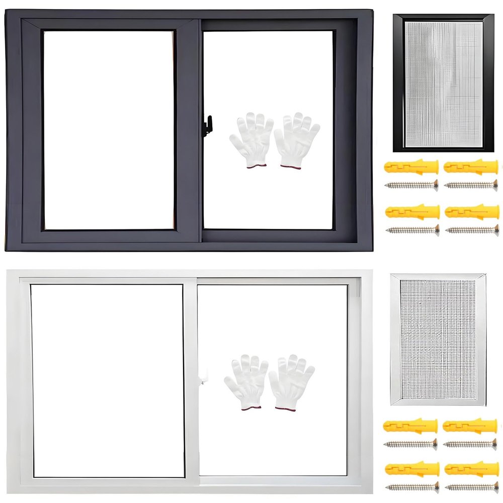 Black Sliding Window for Sheds and Chicken Coops, 50.8 x 50.8 cm, Tempered Glass, Replacement Screen